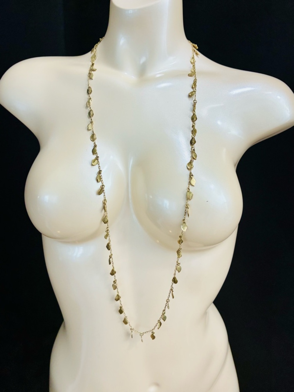 Lia Sophia Long Gold Teardrop Station Necklace